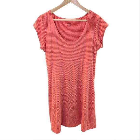 Toad&Co Nena Stripe Dress Short Sleeve Orange Large - Picture 1 of 9